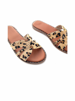 Pía Sandalia Plana Leopardo