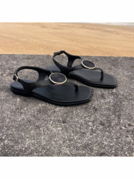 Lin Sandalia Plana Negra